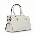 MISS ALITA beige handbag with gold-tone hardware, black trim, and double handles.