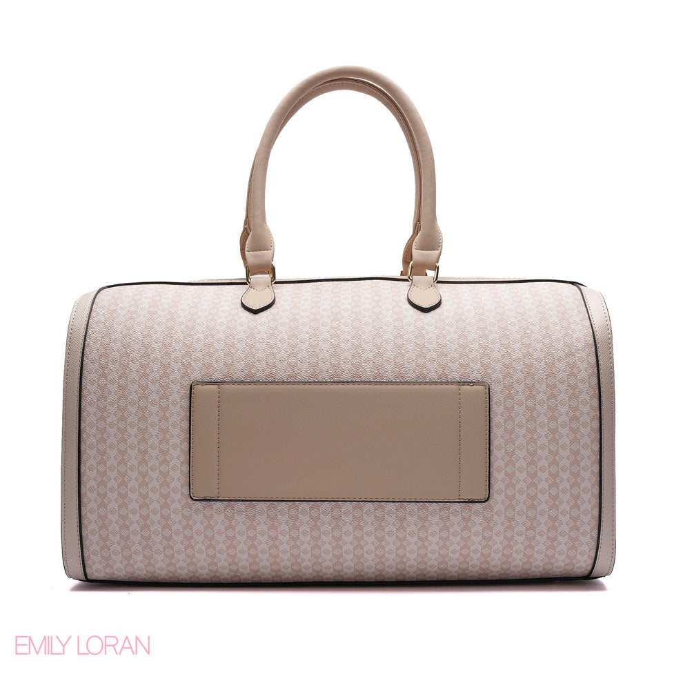 EMILY LORAN MONOGRAM BARREL BAG WITH CHARM CHAIN - LARGE
